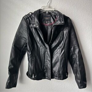 Celebrity Pink Faux Leather Moto Jacket